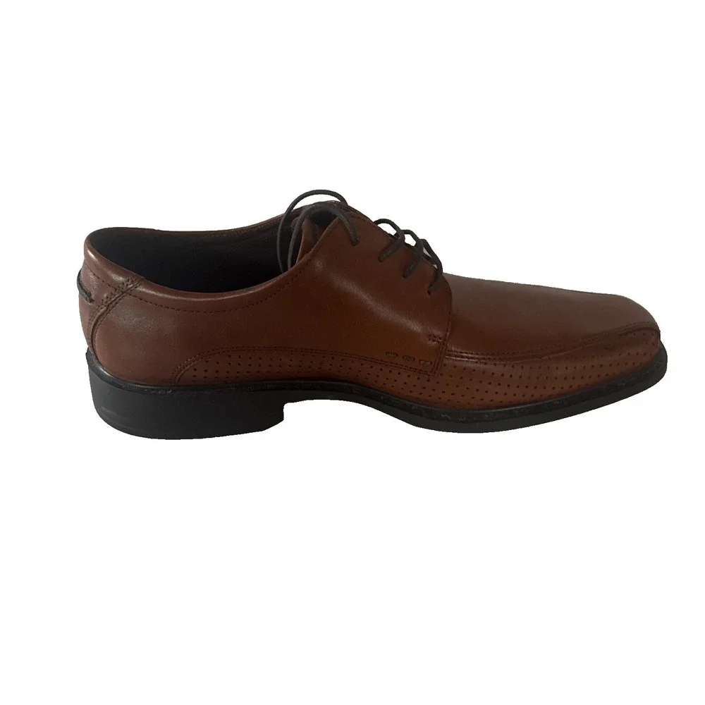ECCO Dress Shoes Men 10.5 Brown Derby Perforated Leather EU 44
